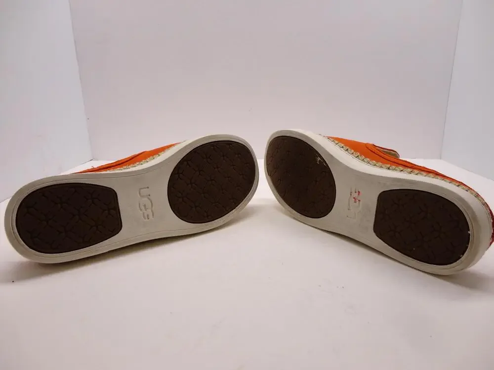 UGG Shoes Womens Size 8 Orange Leather Slip-On Espadrille Flats Casual 1010102